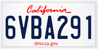 CA license plate 6VBA291