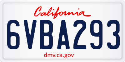 CA license plate 6VBA293
