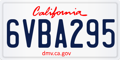 CA license plate 6VBA295