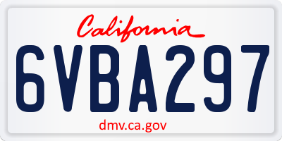 CA license plate 6VBA297