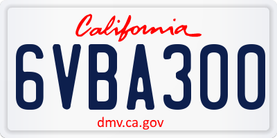 CA license plate 6VBA300