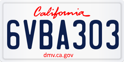 CA license plate 6VBA303