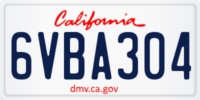 CA license plate 6VBA304