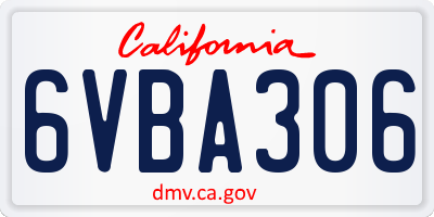 CA license plate 6VBA306
