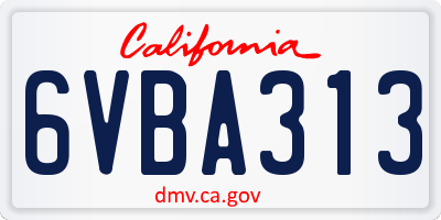 CA license plate 6VBA313
