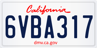 CA license plate 6VBA317
