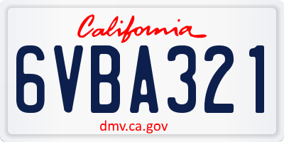 CA license plate 6VBA321