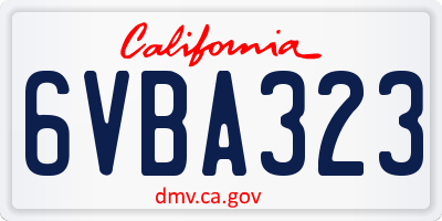 CA license plate 6VBA323