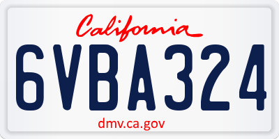 CA license plate 6VBA324