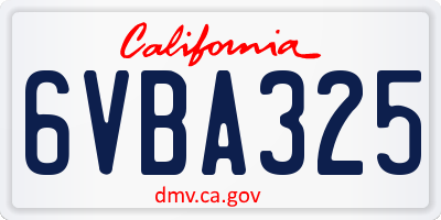 CA license plate 6VBA325