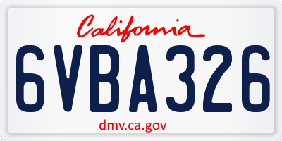 CA license plate 6VBA326