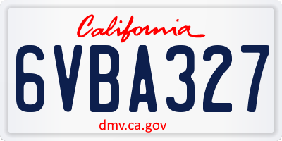 CA license plate 6VBA327