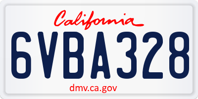 CA license plate 6VBA328