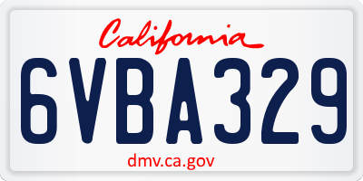 CA license plate 6VBA329