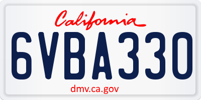 CA license plate 6VBA330