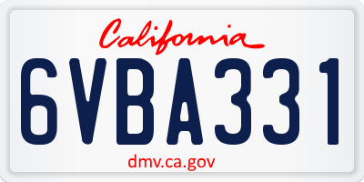 CA license plate 6VBA331