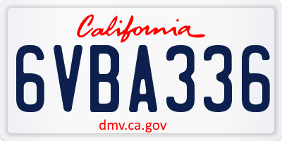 CA license plate 6VBA336