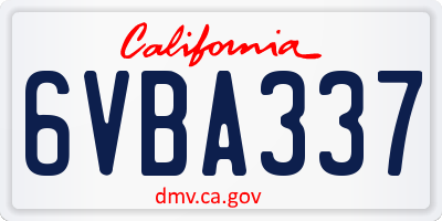 CA license plate 6VBA337