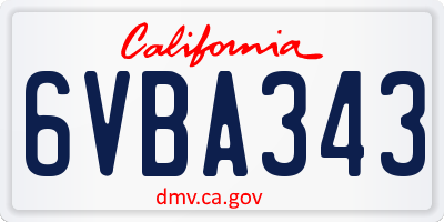 CA license plate 6VBA343