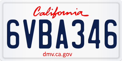CA license plate 6VBA346