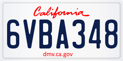 CA license plate 6VBA348
