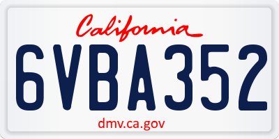 CA license plate 6VBA352