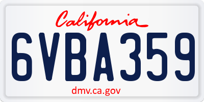 CA license plate 6VBA359