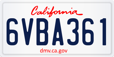 CA license plate 6VBA361