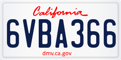 CA license plate 6VBA366