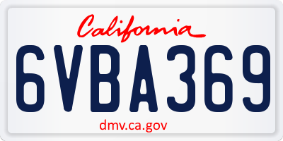 CA license plate 6VBA369