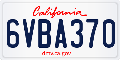CA license plate 6VBA370