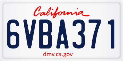 CA license plate 6VBA371