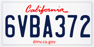 CA license plate 6VBA372