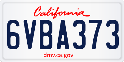 CA license plate 6VBA373
