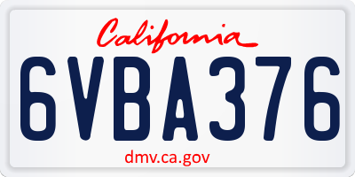 CA license plate 6VBA376