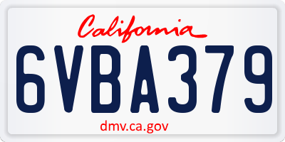 CA license plate 6VBA379