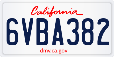 CA license plate 6VBA382