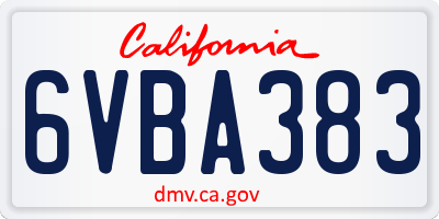 CA license plate 6VBA383