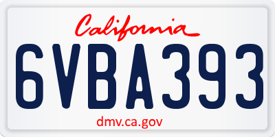 CA license plate 6VBA393