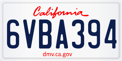 CA license plate 6VBA394