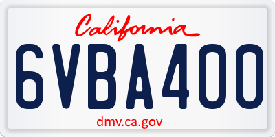 CA license plate 6VBA400