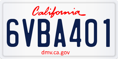 CA license plate 6VBA401