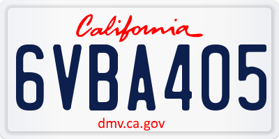 CA license plate 6VBA405