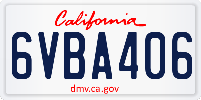 CA license plate 6VBA406