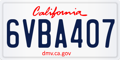 CA license plate 6VBA407