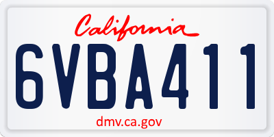 CA license plate 6VBA411