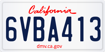 CA license plate 6VBA413