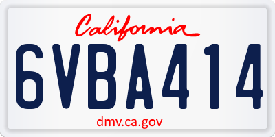 CA license plate 6VBA414
