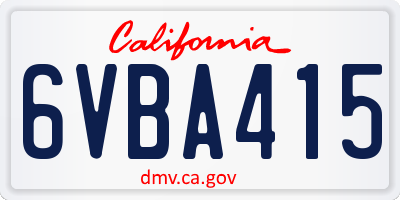 CA license plate 6VBA415
