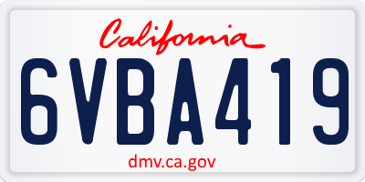 CA license plate 6VBA419